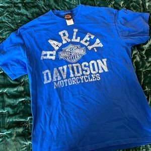 Harley Davidson Blue Tee Seattle Washington Size L